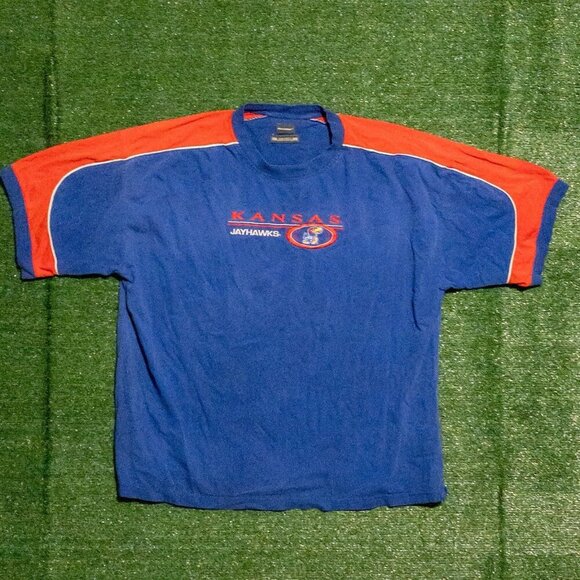 VINTAGE KANSAS JAYHAWKS KU PRO EDGE MENS CASUAL T SHIRT RED BLUE SIZE XXXL - Picture 8 of 8